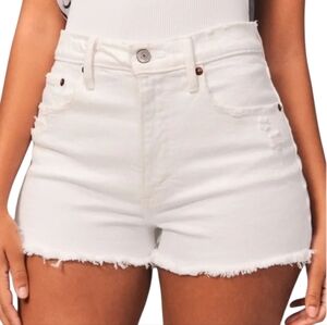 Abercrombie & Fitch Jean Shorts Curve Love Denim The Mom Short Mid Rise White 24
